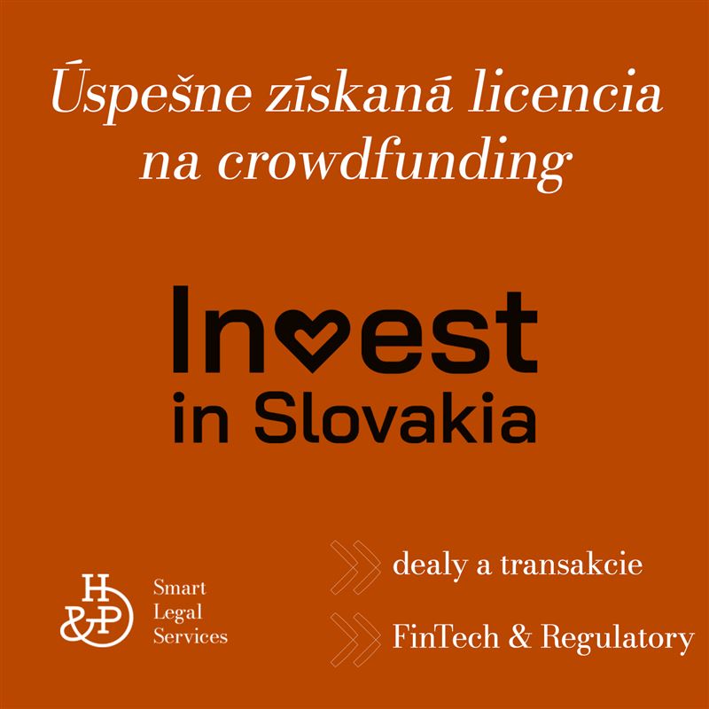 Povolenie na poskytovanie služieb hromadného financovania pre Invest In Slovakia